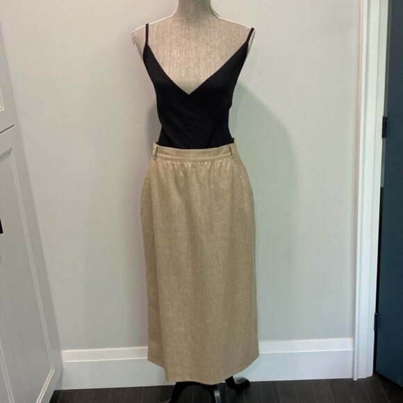 Escada Beige Wool Tweed Long Skirt Size Medium - Picture 3 of 14